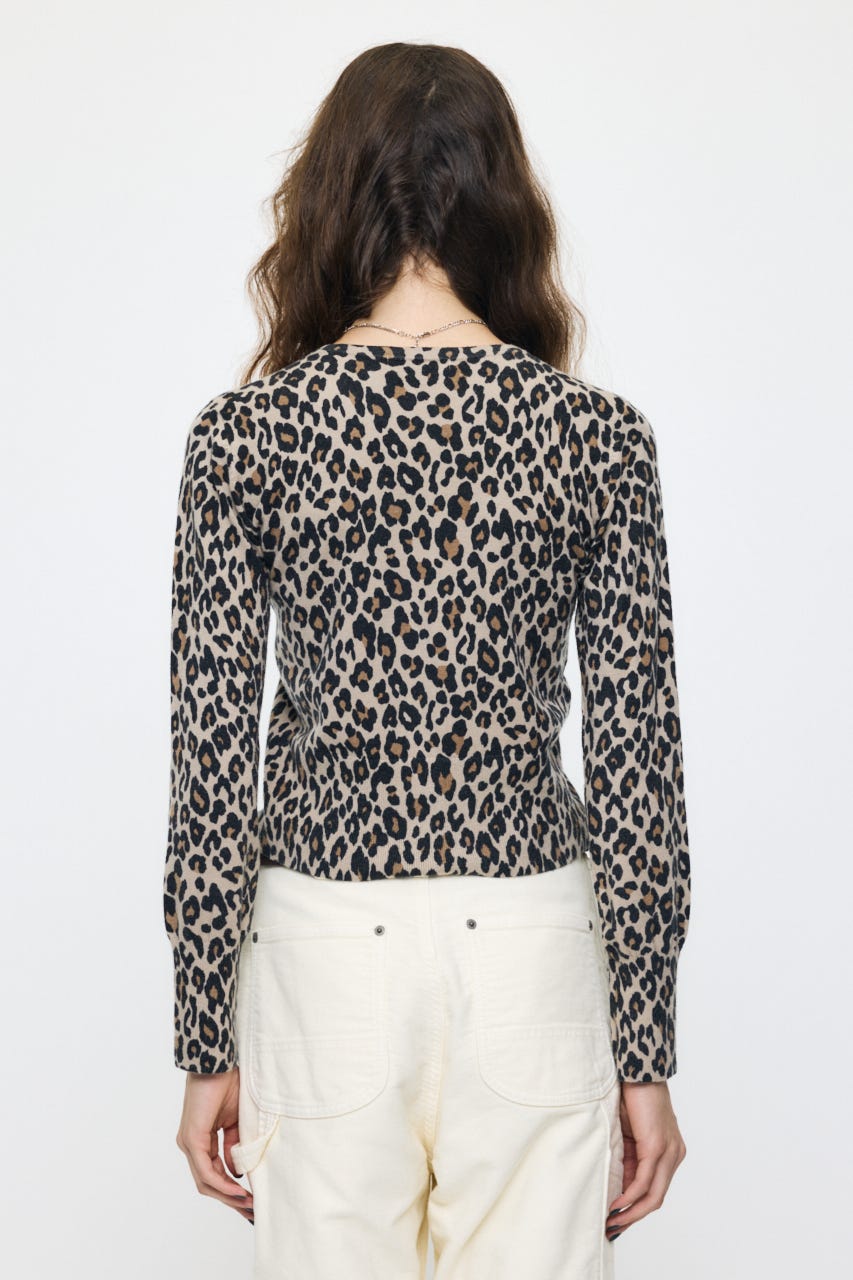 BUTTON UP LEOPARD カーディガン 柄BEG FREE