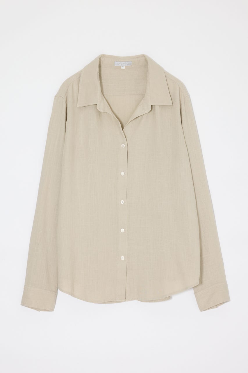 LINEN BLEND BASIC シャツ BEG FREE
