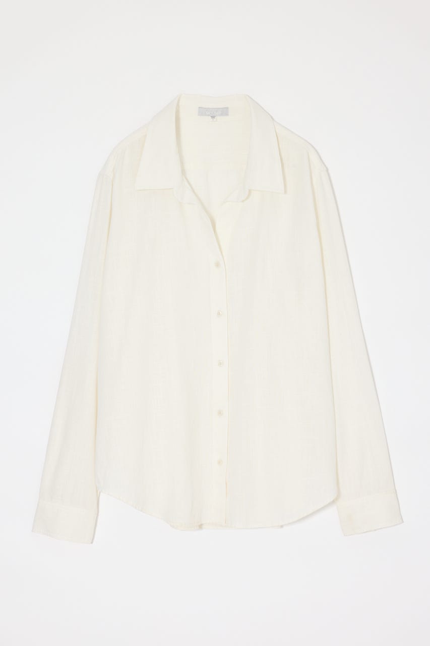 LINEN BLEND BASIC シャツ WHT FREE