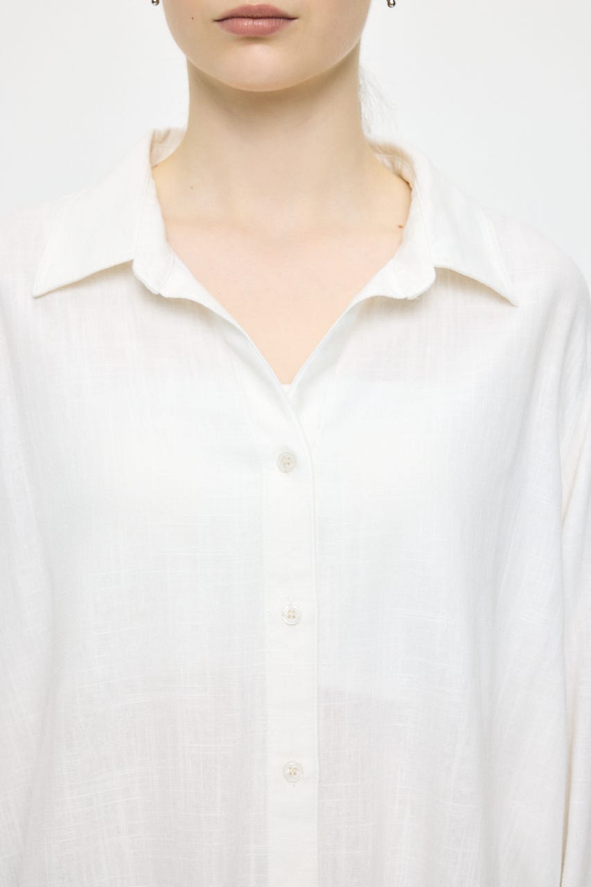 LINEN BLEND BASIC シャツ WHT FREE