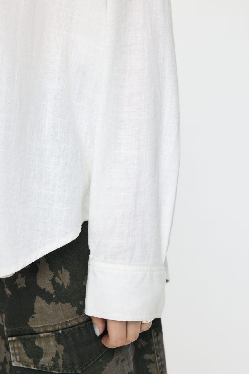 LINEN BLEND BASIC シャツ WHT FREE