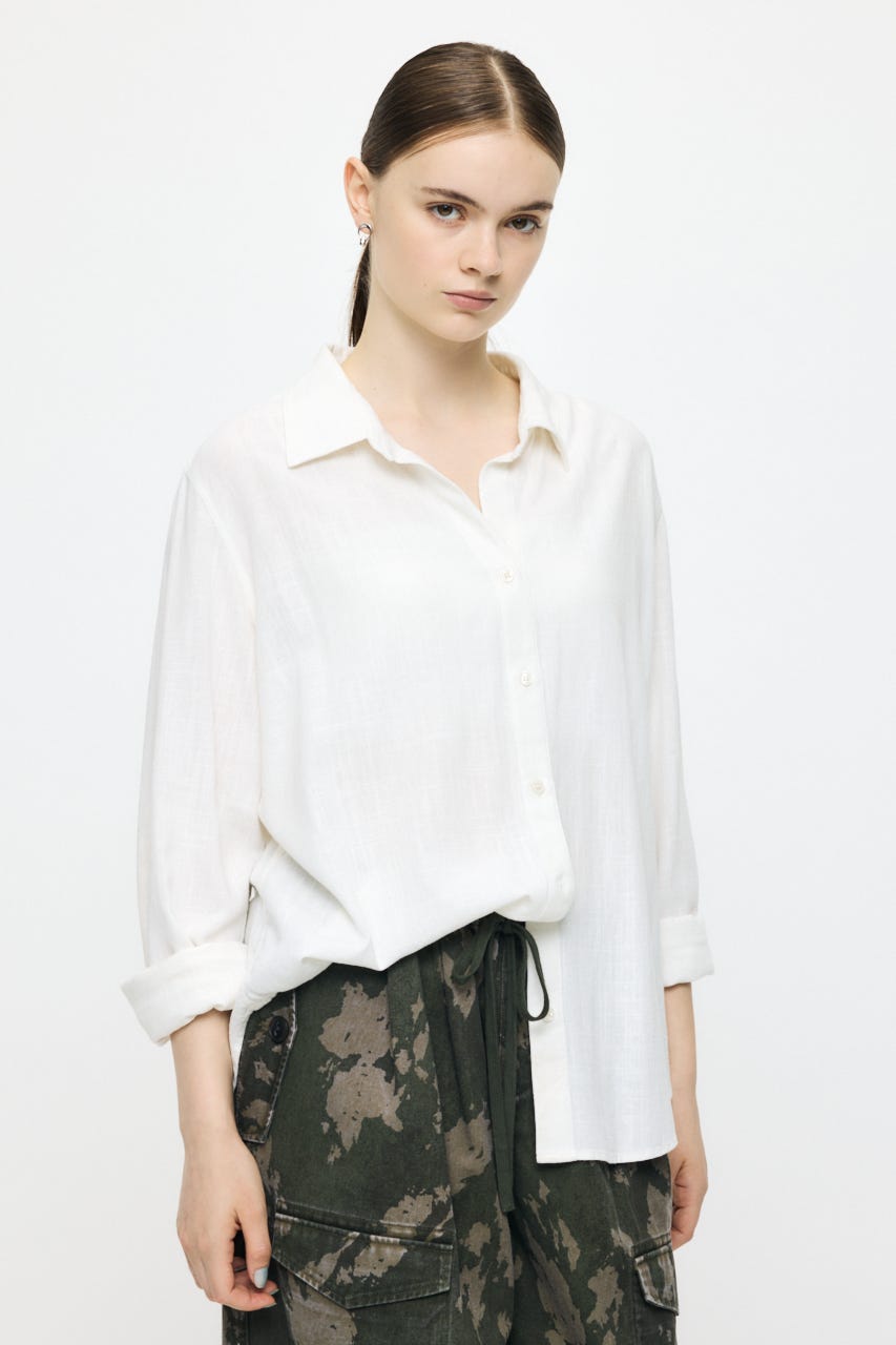 LINEN BLEND BASIC シャツ WHT FREE