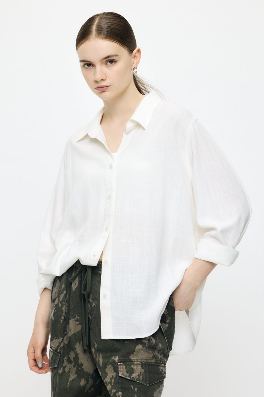 LINEN BLEND BASIC シャツ WHT FREE