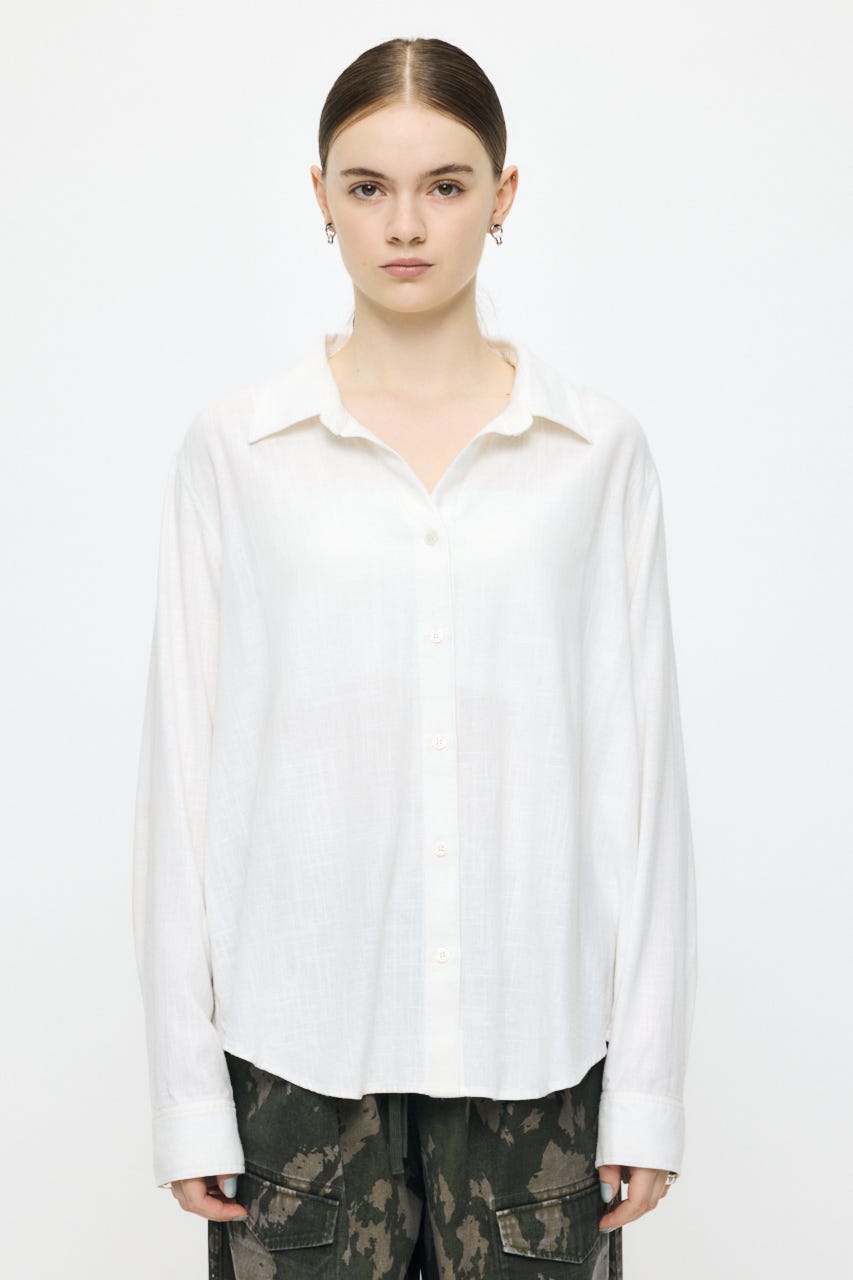 LINEN BLEND BASIC シャツ WHT FREE
