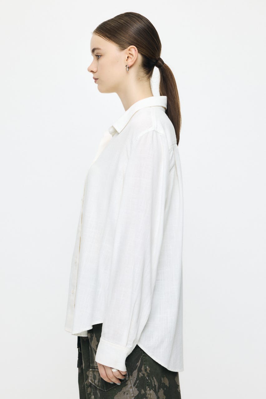 LINEN BLEND BASIC シャツ WHT FREE
