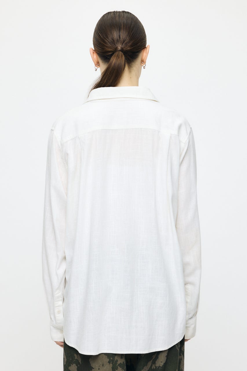 LINEN BLEND BASIC シャツ WHT FREE