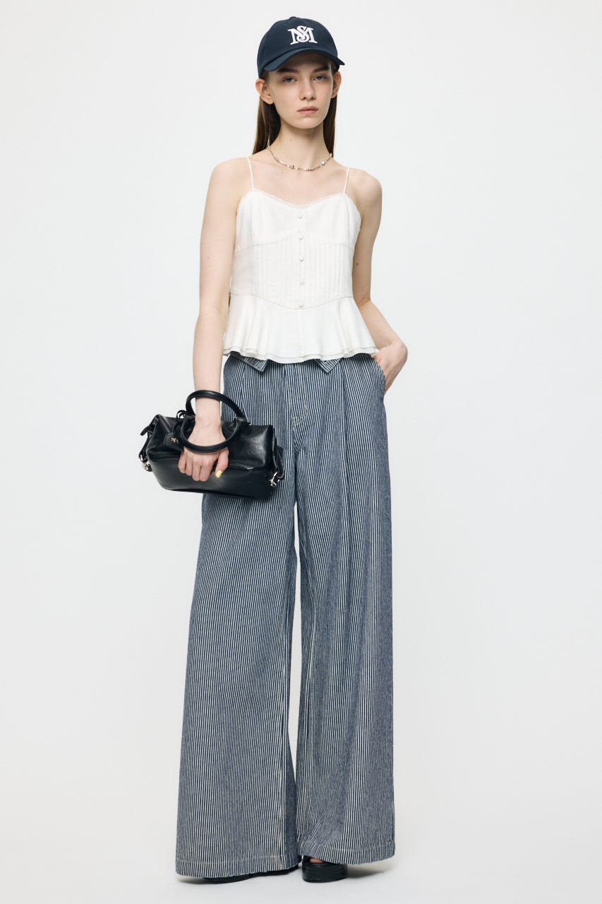 LINEN BLEND CORSET CAMI トップス WHT FREE