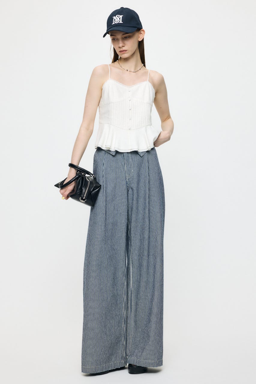 LINEN BLEND CORSET CAMI トップス WHT FREE
