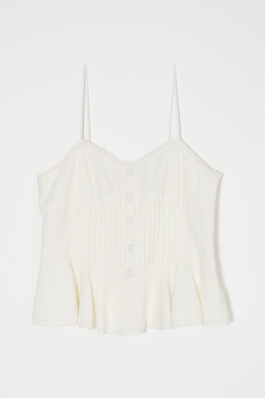 LINEN BLEND CORSET CAMI トップス WHT FREE