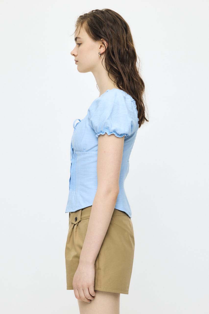 LINEN BLEND WAIST FIT ブラウス L/BLU 2