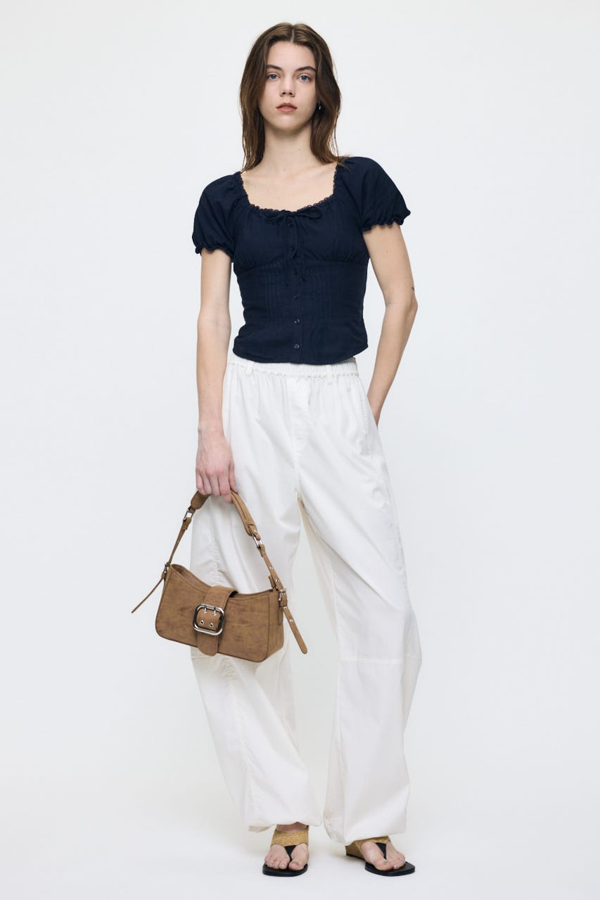 LINEN BLEND WAIST FIT ブラウス NVY 1