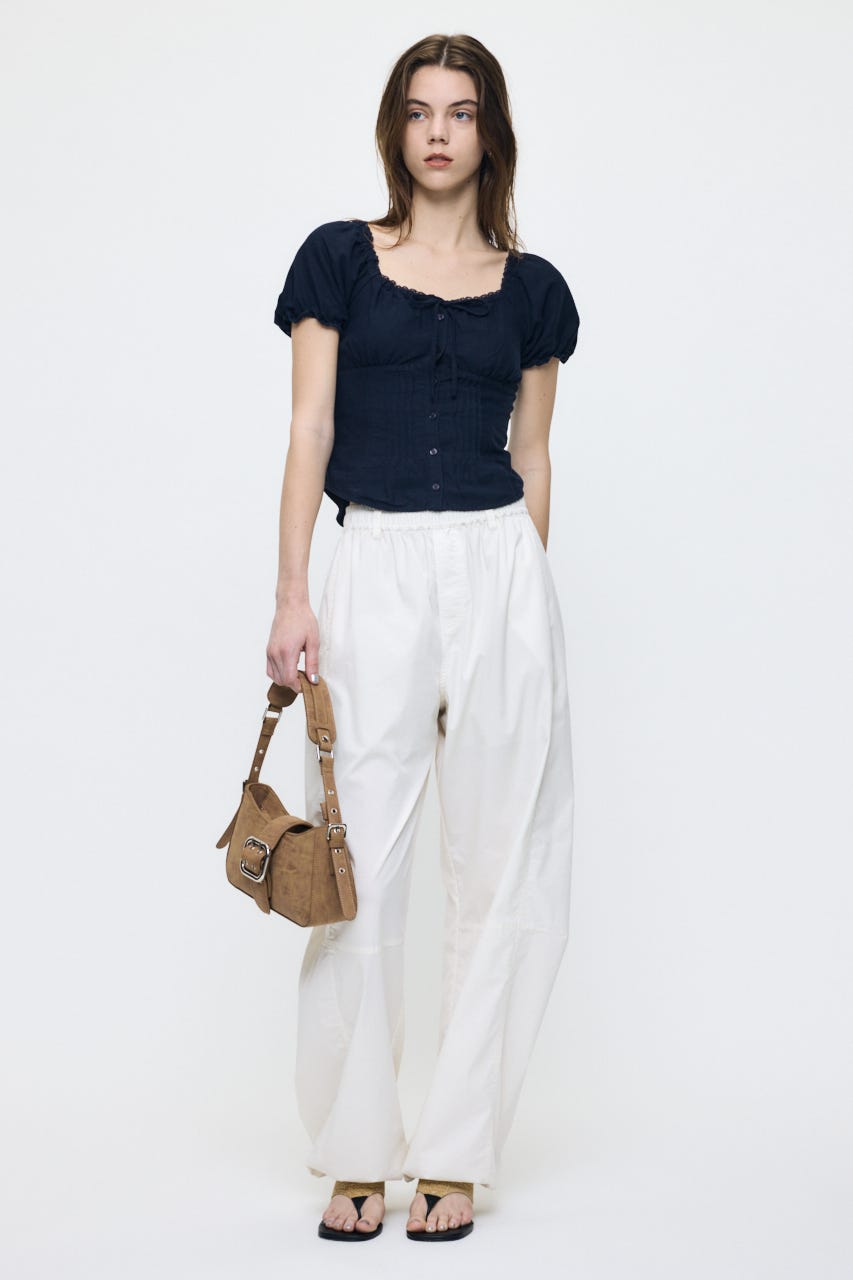 LINEN BLEND WAIST FIT ブラウス NVY 1