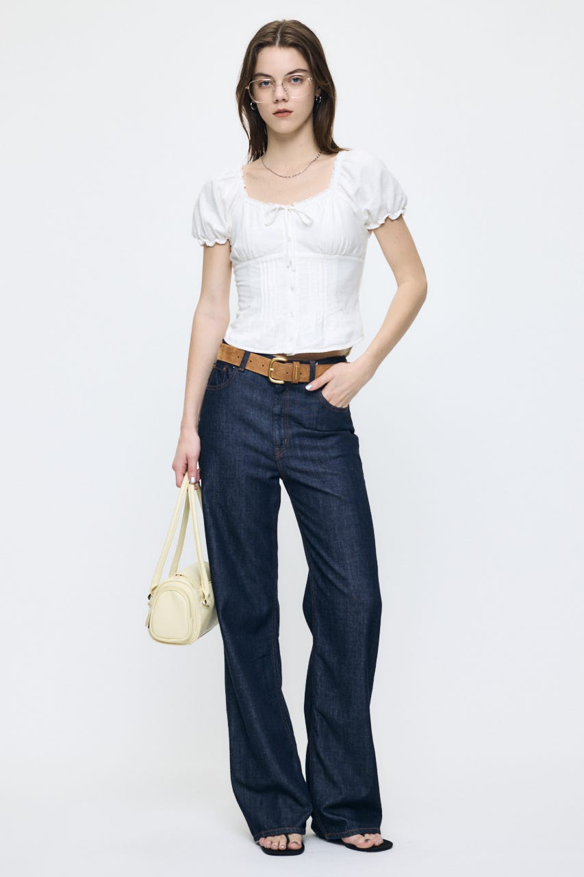LINEN BLEND WAIST FIT ブラウス WHT 2