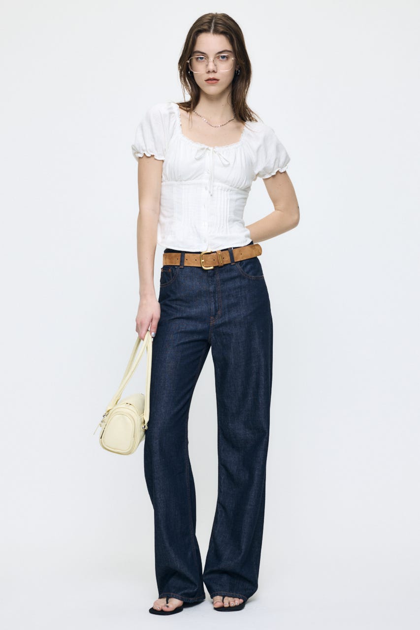 LINEN BLEND WAIST FIT ブラウス WHT 2