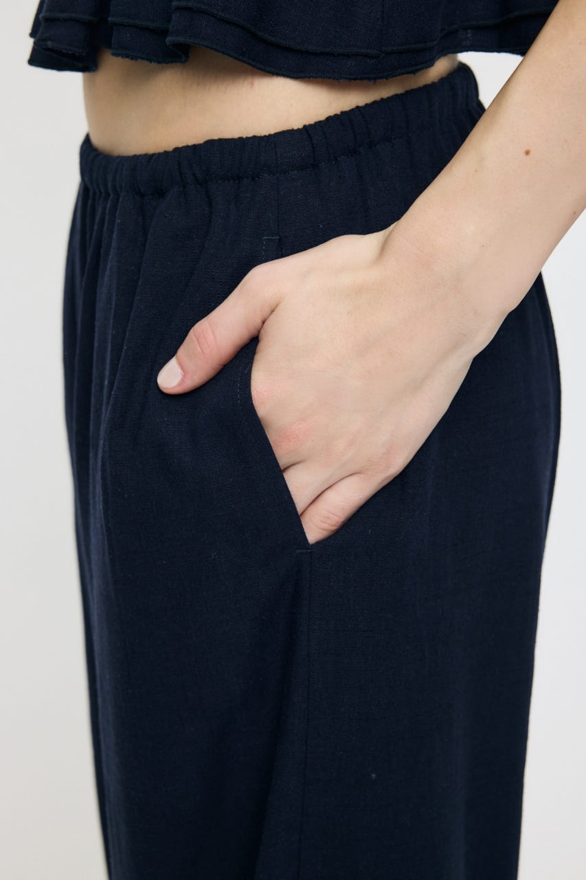 LINEN BLEND RELAX WIDE パンツ NVY 1