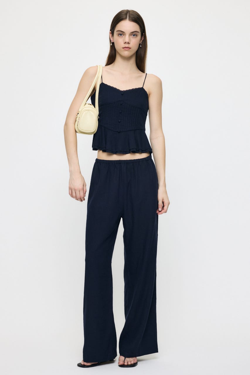 LINEN BLEND RELAX WIDE パンツ NVY 1