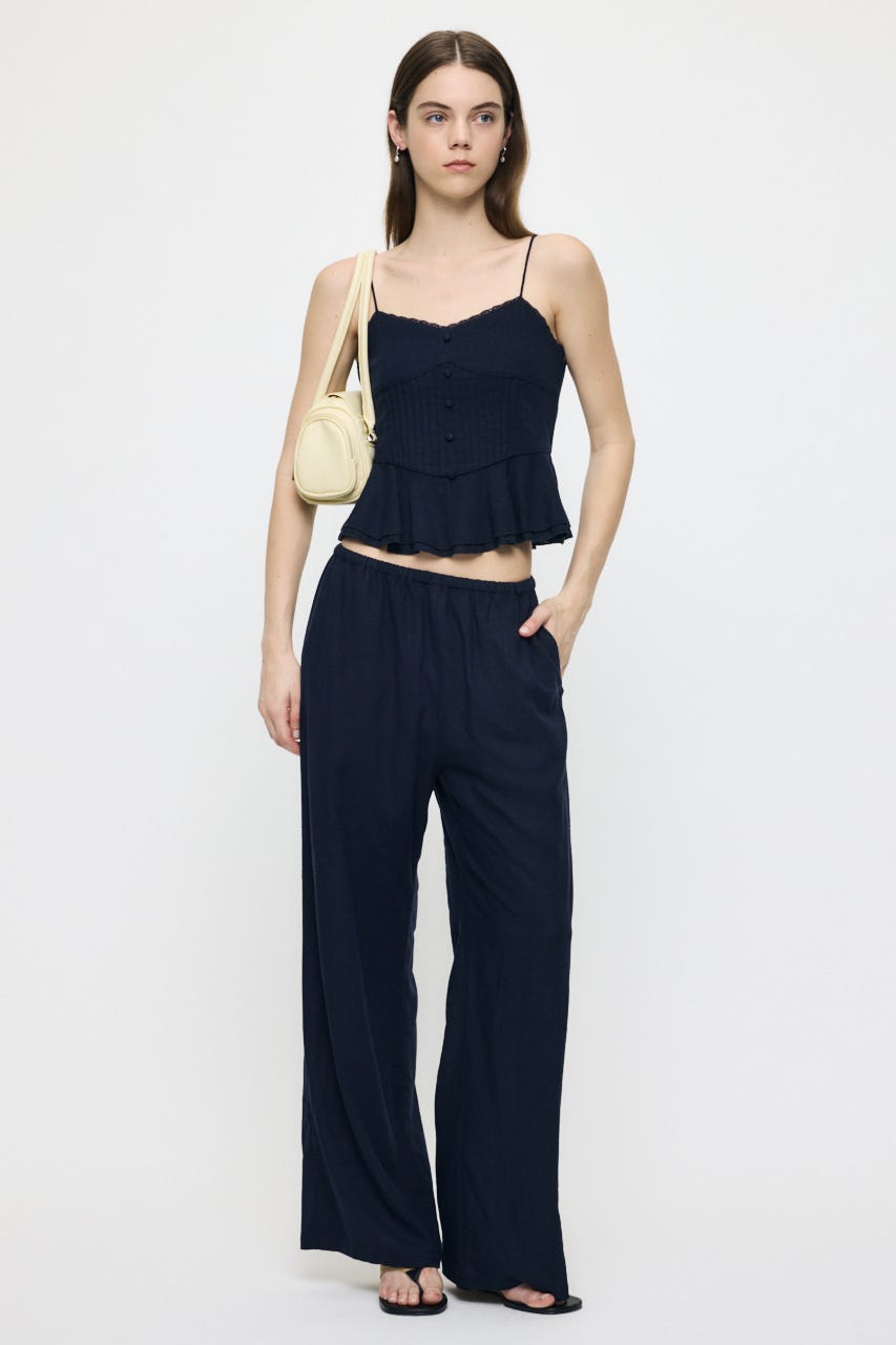 LINEN BLEND RELAX WIDE パンツ NVY 1
