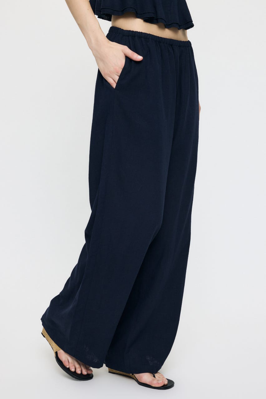 LINEN BLEND RELAX WIDE パンツ NVY 1