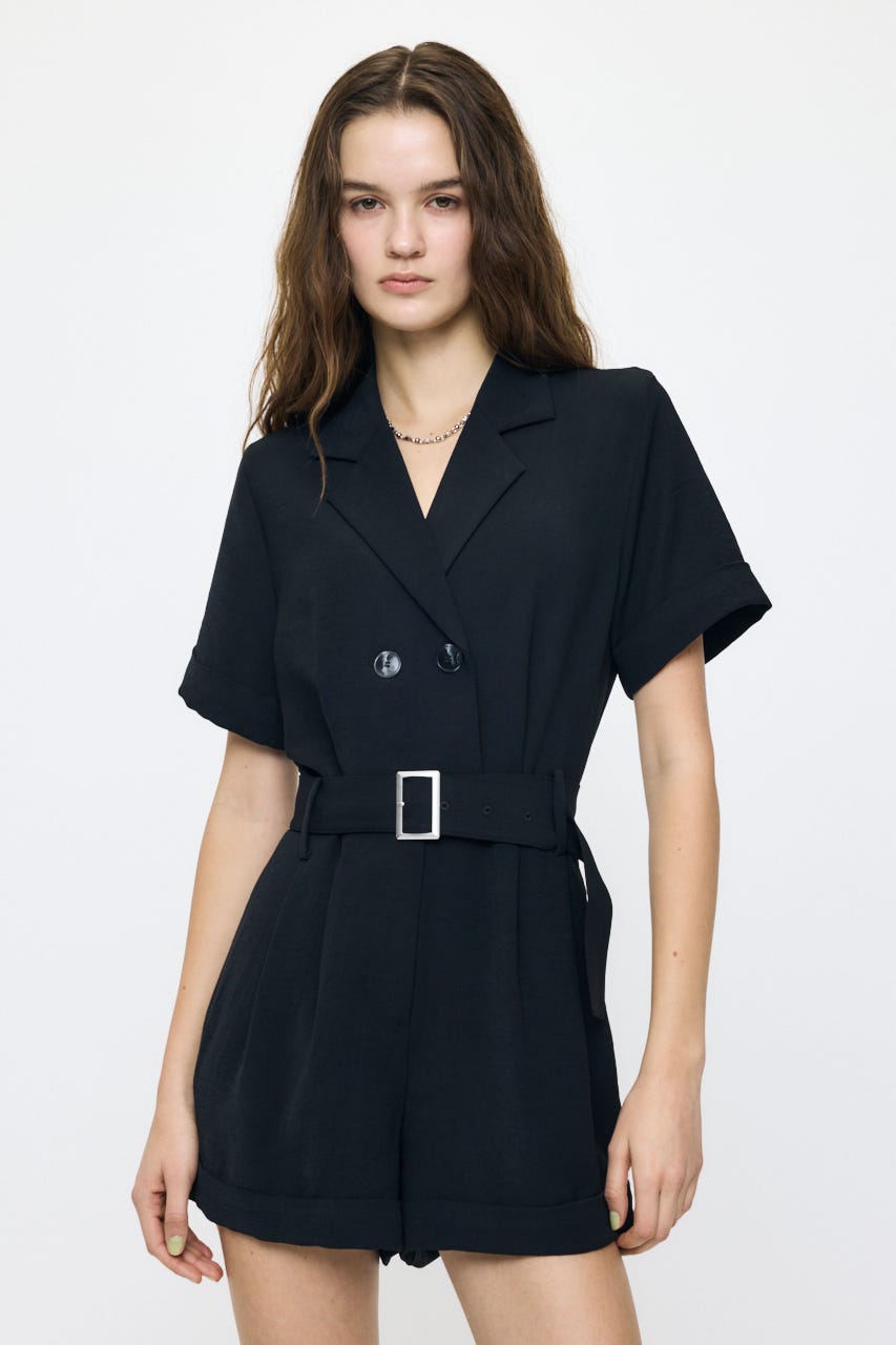 BELTED SHORT SLEEVE ジャンプスーツ BLK 2