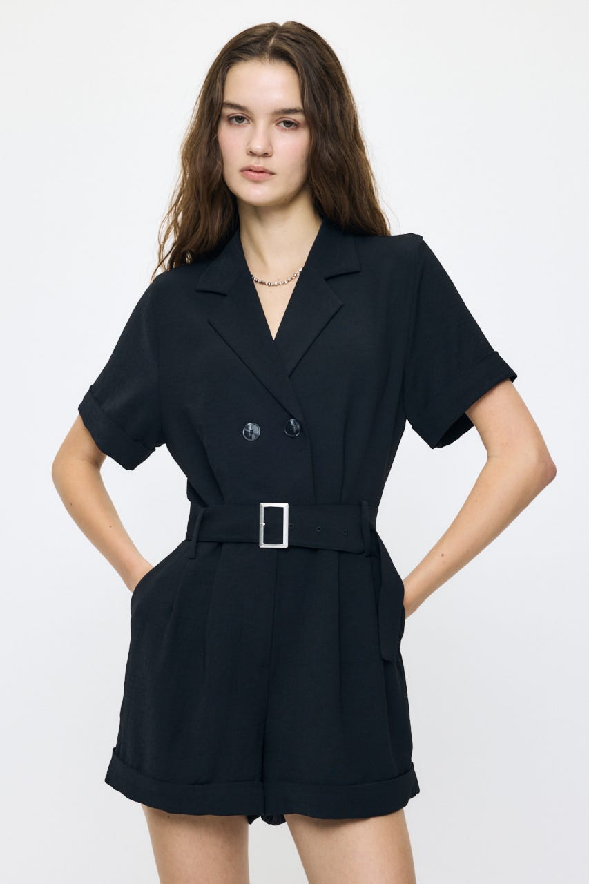 BELTED SHORT SLEEVE ジャンプスーツ BLK 2