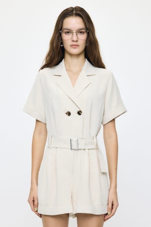 BELTED SHORT SLEEVE ジャンプスーツ