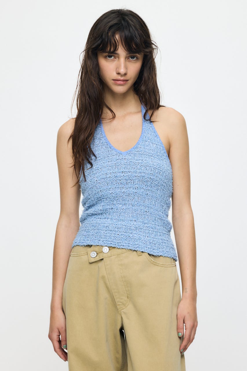 HALTER NECK KNIT キャミ L/BLU FREE