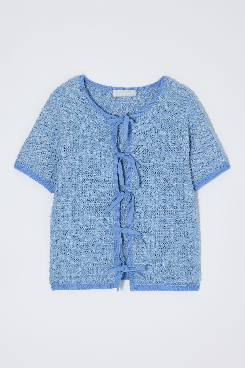FRONT RIBBON KNIT カーディガン L/BLU FREE