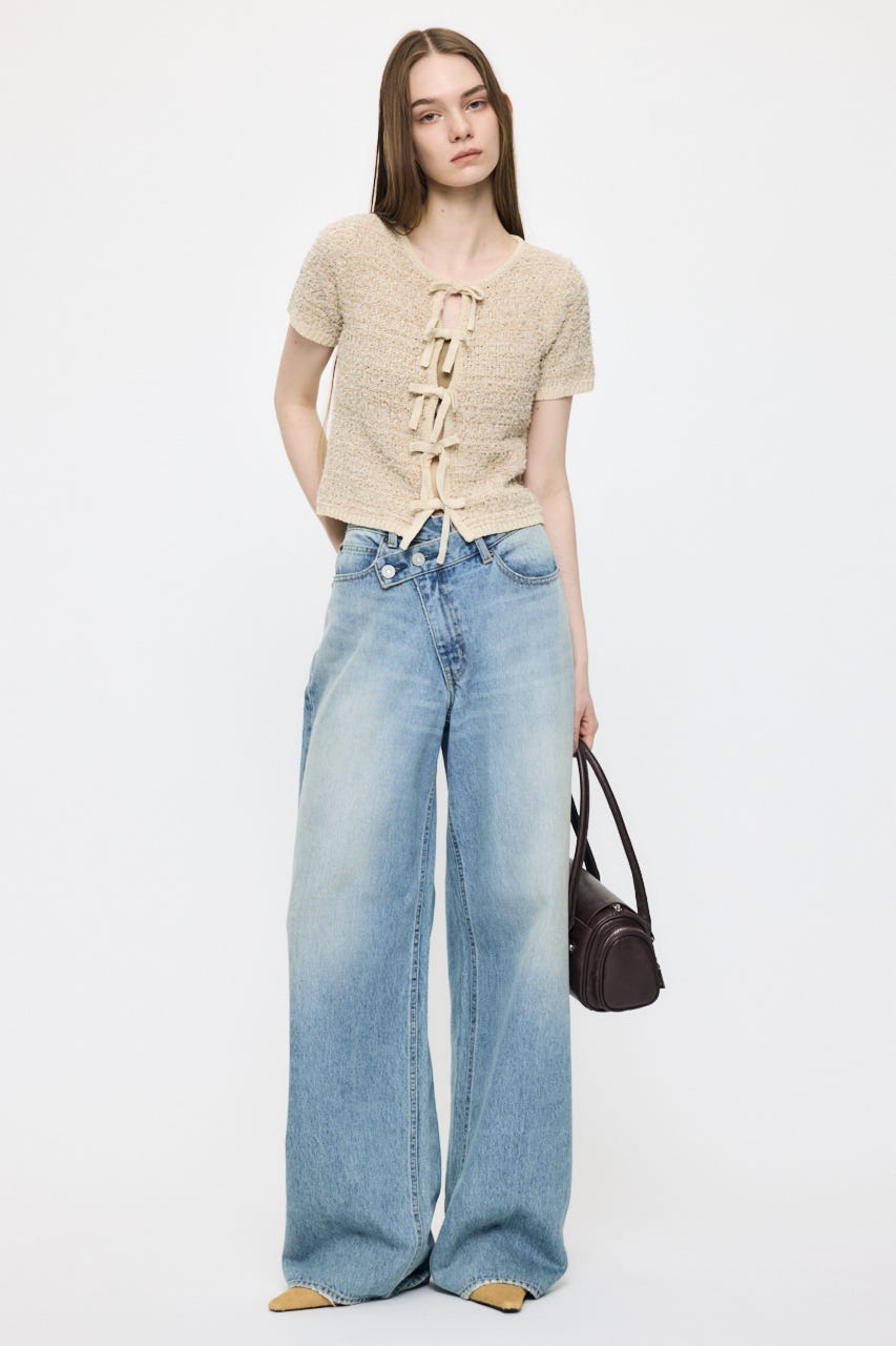 FRONT RIBBON KNIT カーディガン L/YEL FREE