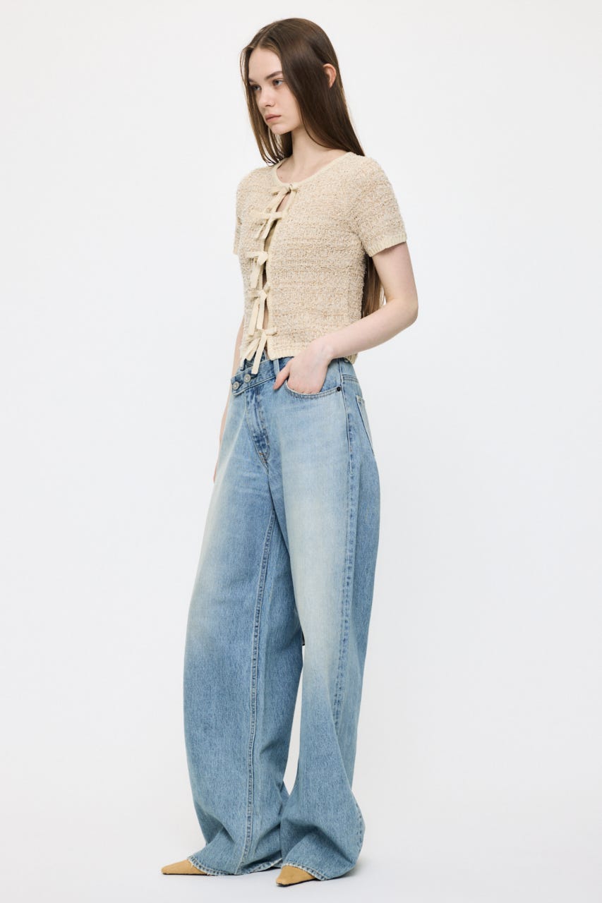 FRONT RIBBON KNIT カーディガン L/YEL FREE