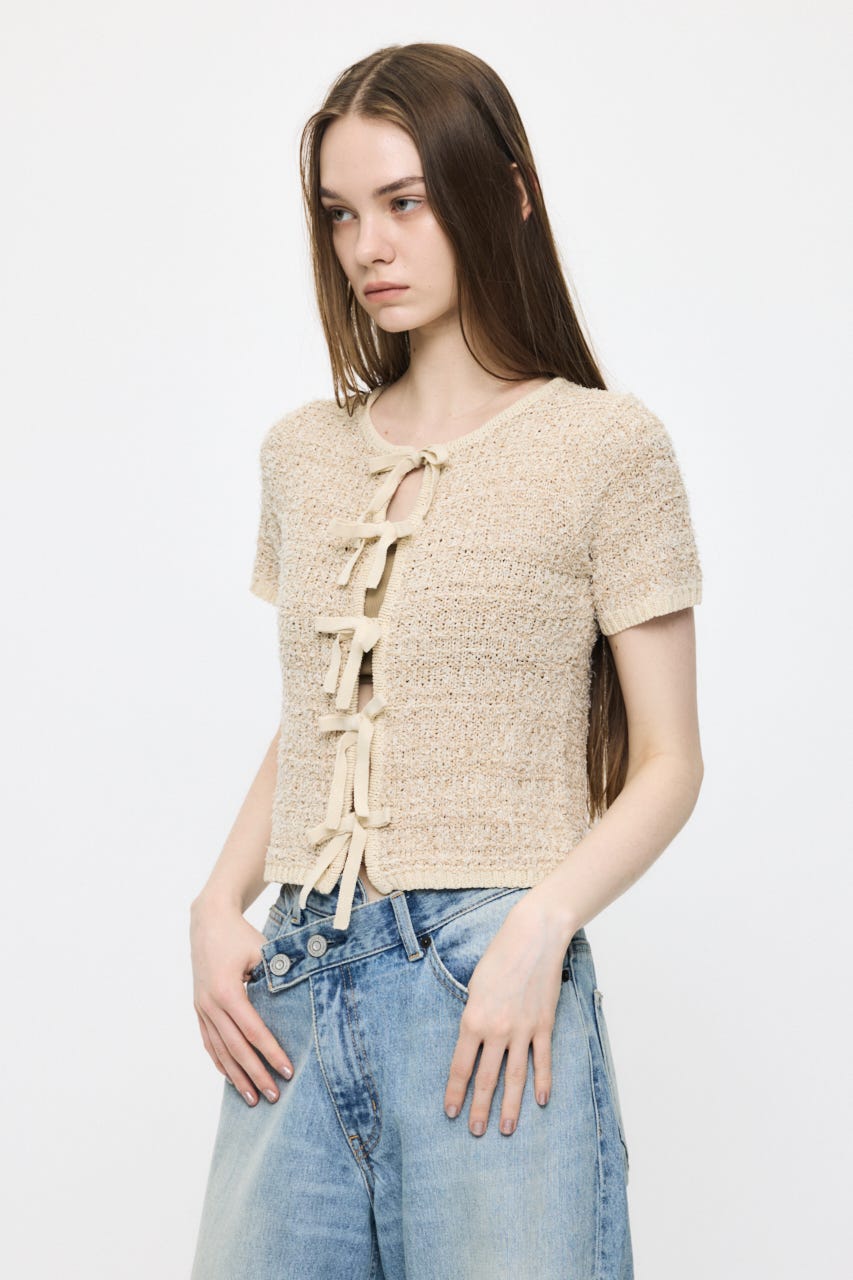 FRONT RIBBON KNIT カーディガン L/YEL FREE