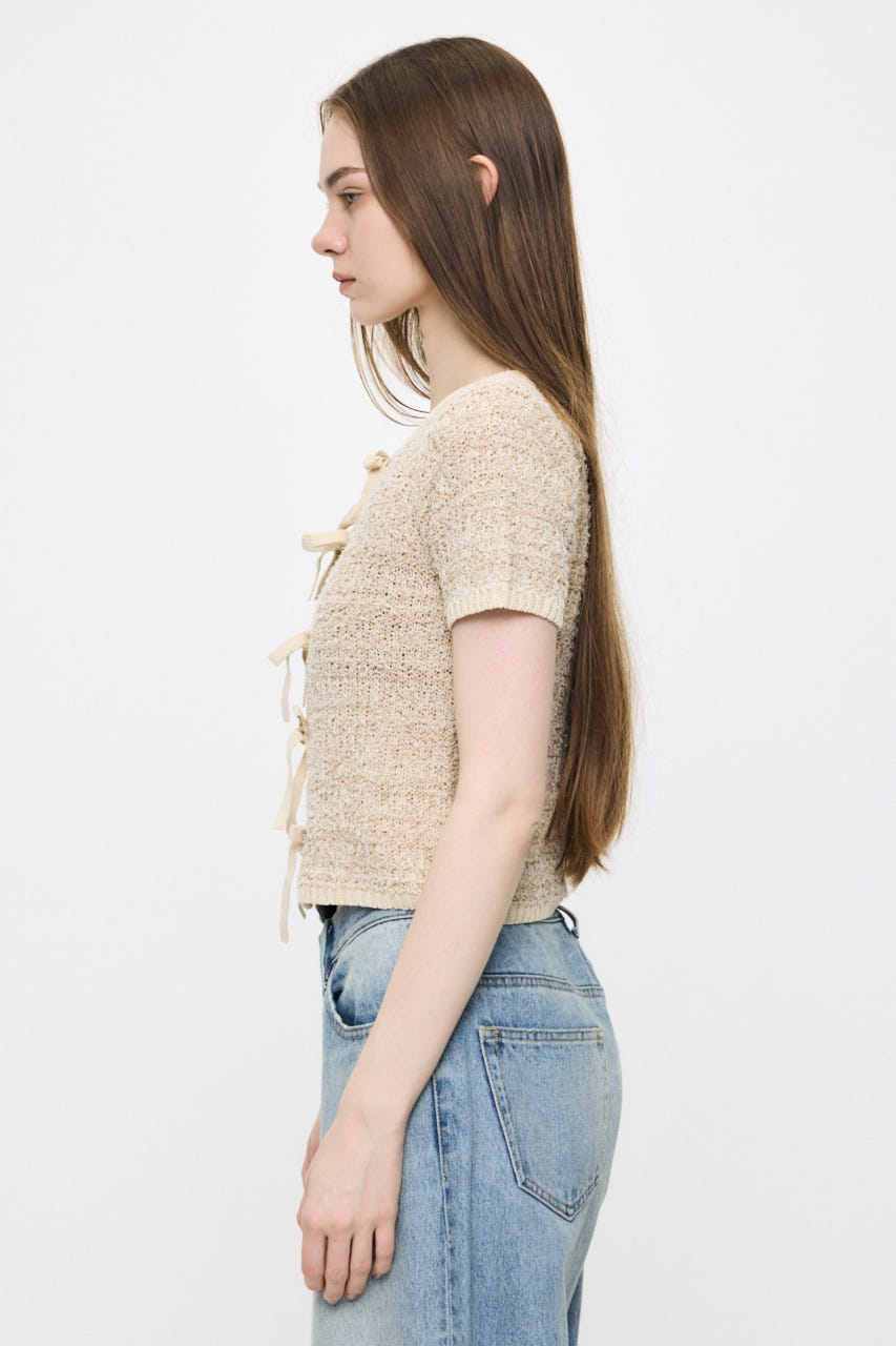FRONT RIBBON KNIT カーディガン L/YEL FREE