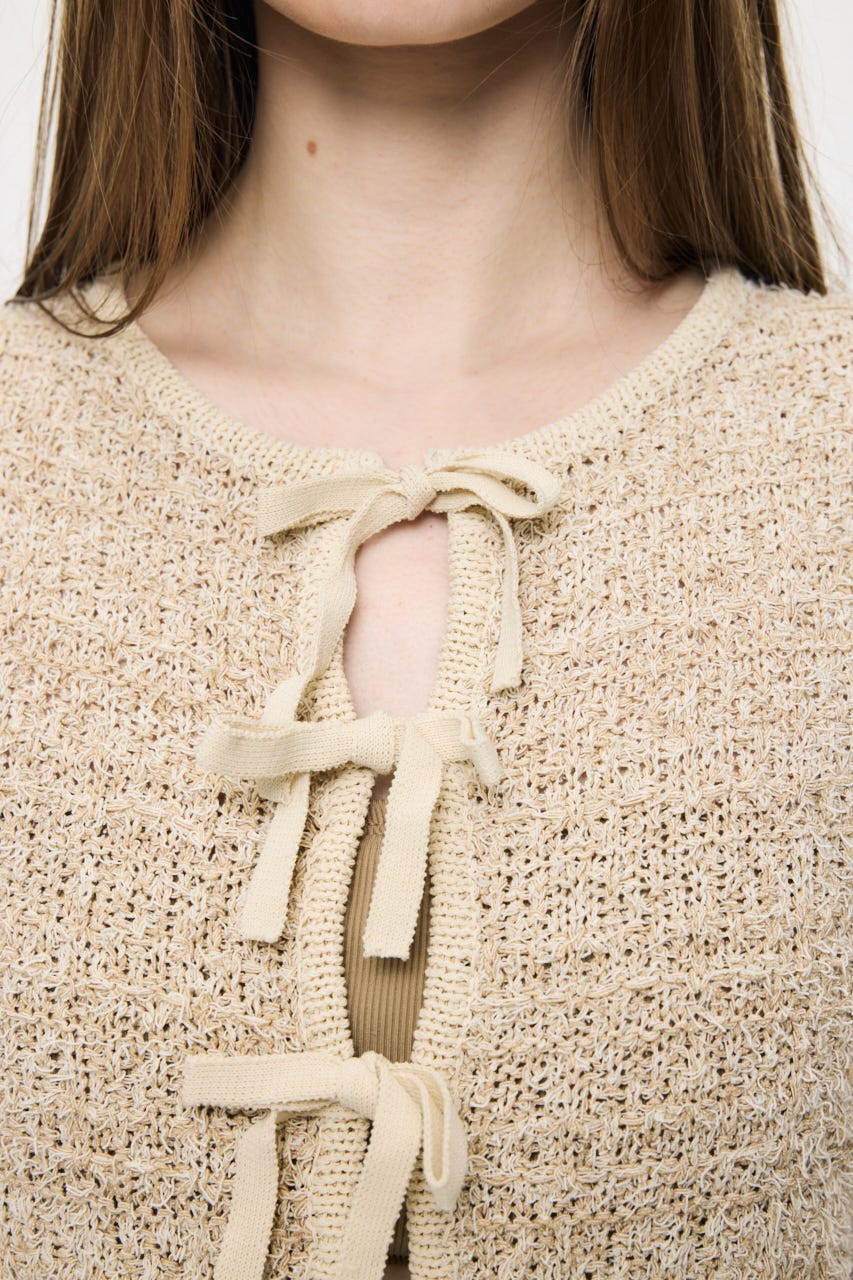 FRONT RIBBON KNIT カーディガン L/YEL FREE