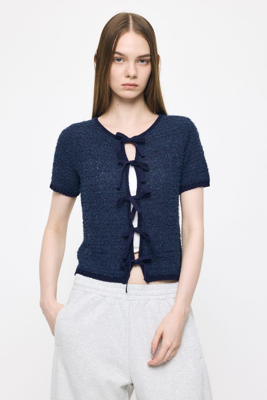 FRONT RIBBON KNIT カーディガン NVY FREE