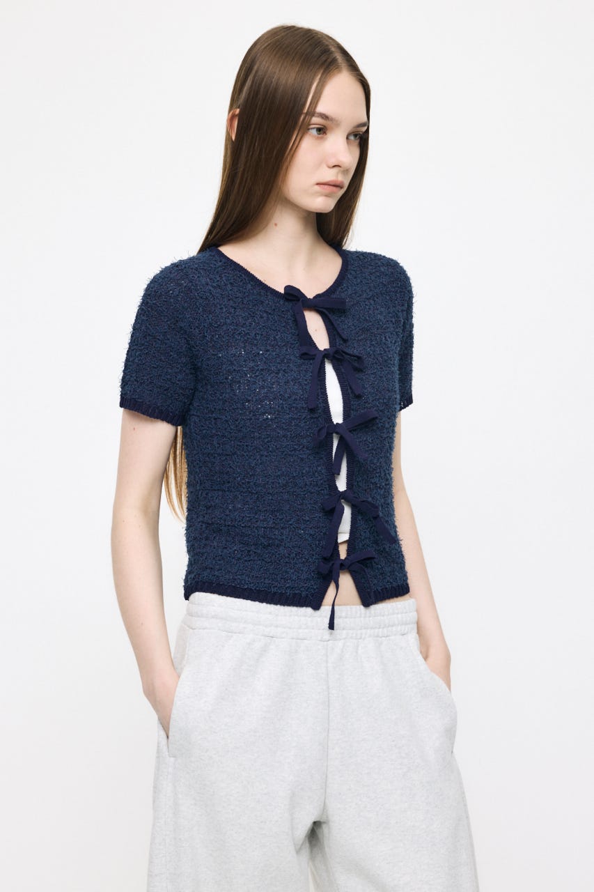 FRONT RIBBON KNIT カーディガン NVY FREE