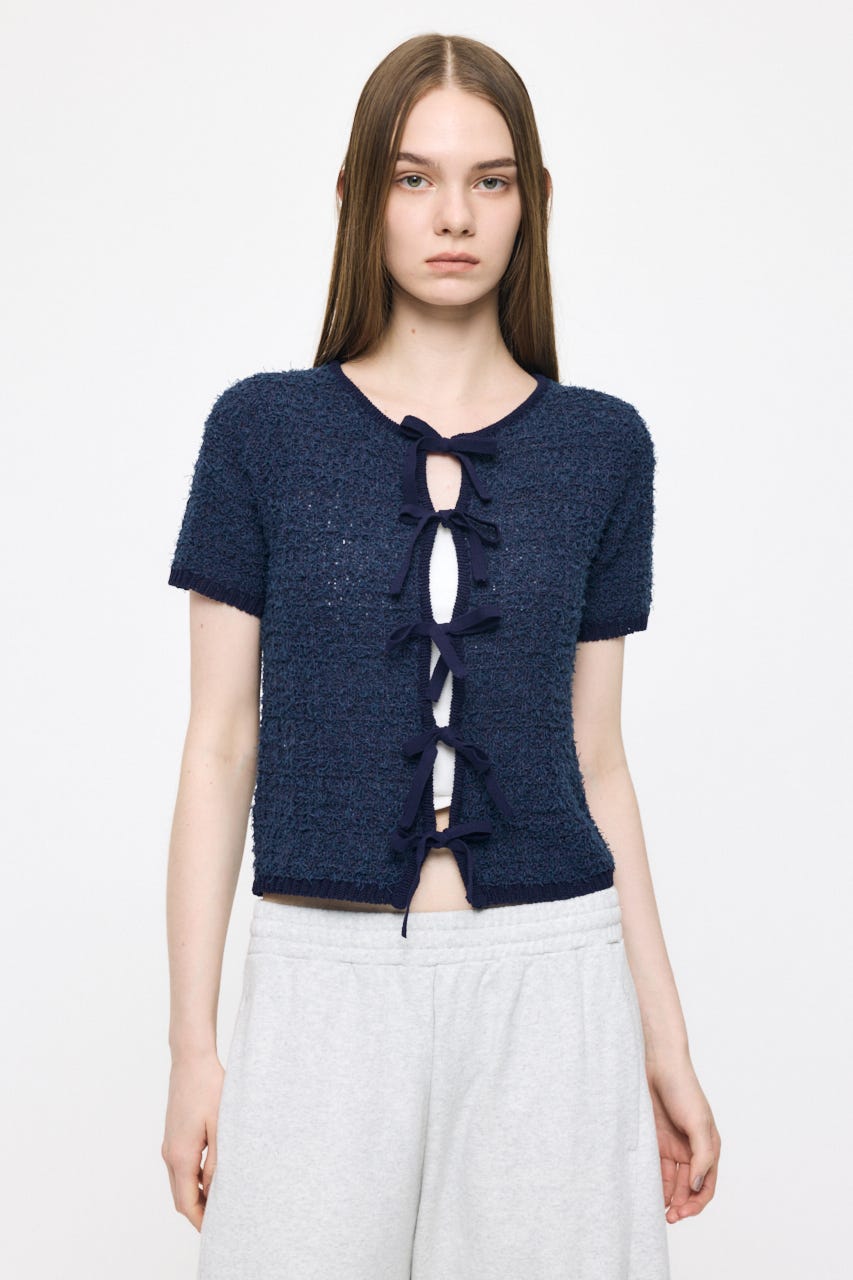 FRONT RIBBON KNIT カーディガン NVY FREE