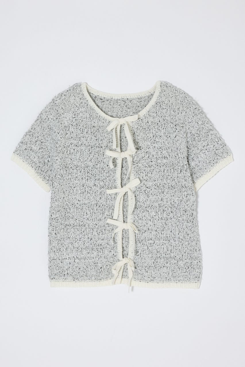 FRONT RIBBON KNIT カーディガン WHT FREE
