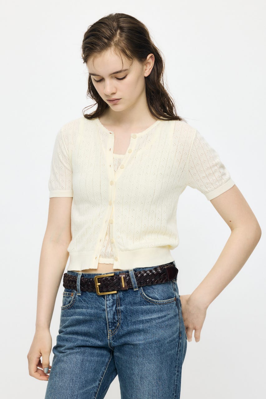 EYELET KNIT カーディガン IVOY FREE