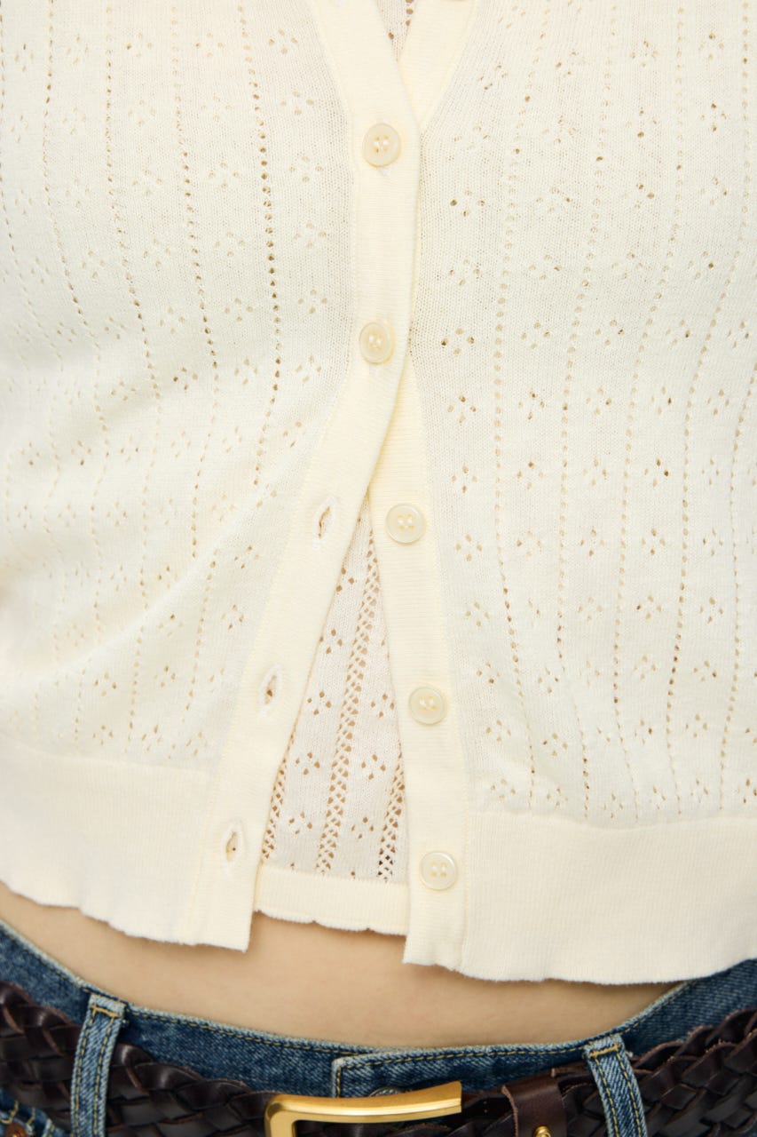 EYELET KNIT カーディガン IVOY FREE