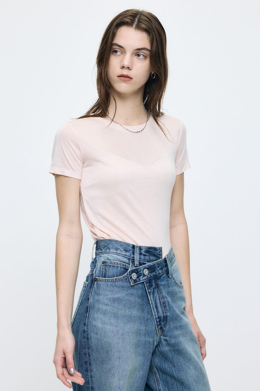 SHEER BASIC TEE L/PNK FREE