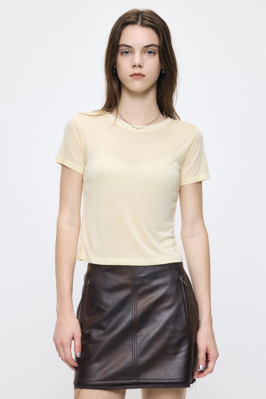 SHEER BASIC TEE L/YEL FREE