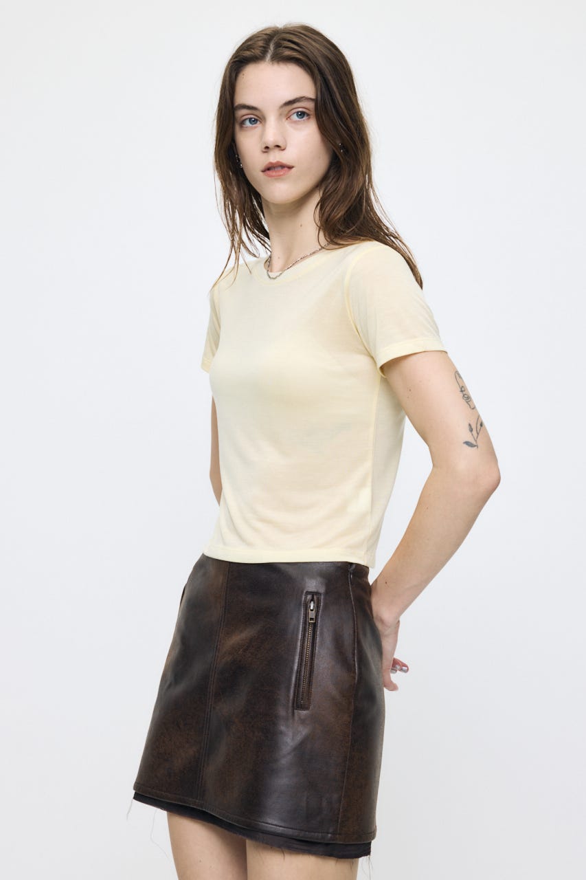 SHEER BASIC TEE L/YEL FREE