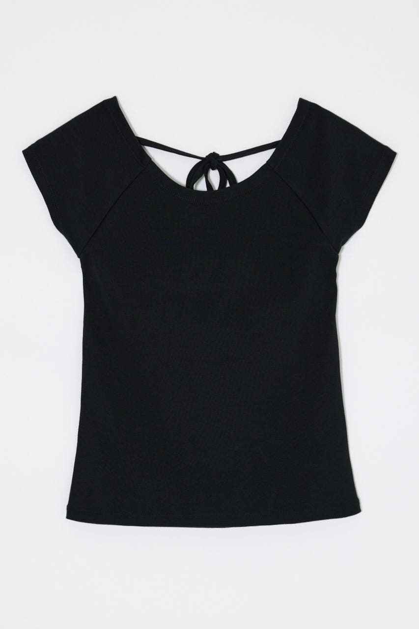 BACK OPEN SHORT SLEEVE TEE BLK FREE
