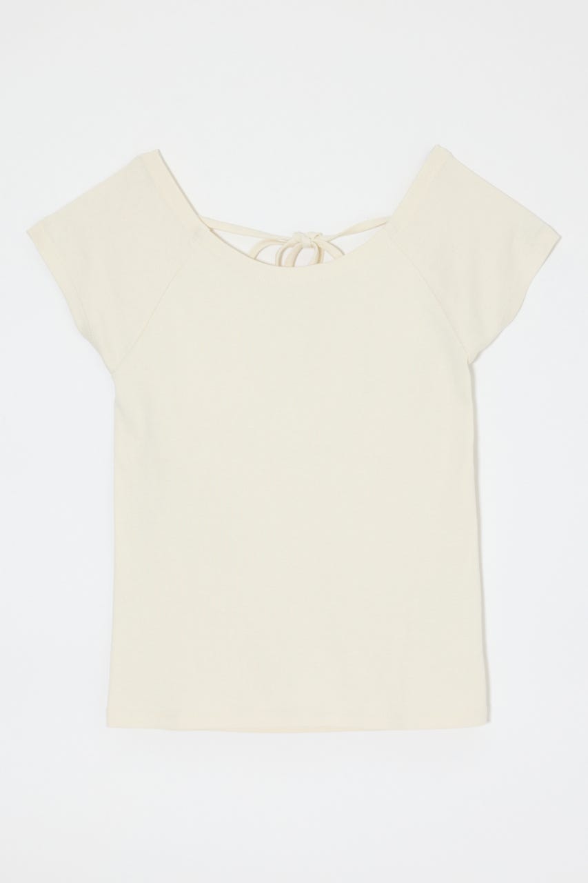 BACK OPEN SHORT SLEEVE TEE WHT FREE