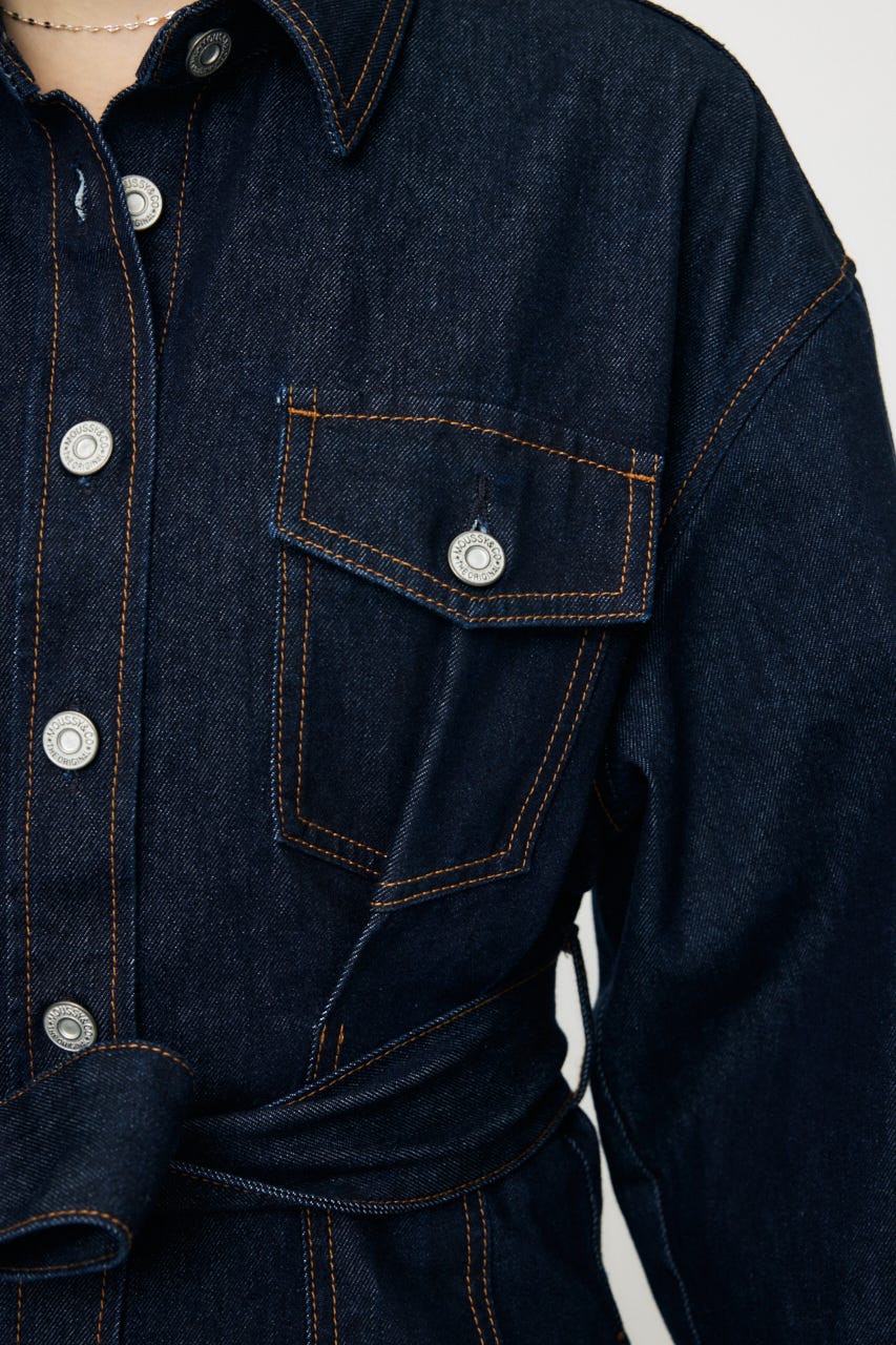 BELTED DENIM MINI ドレス One Wash 1