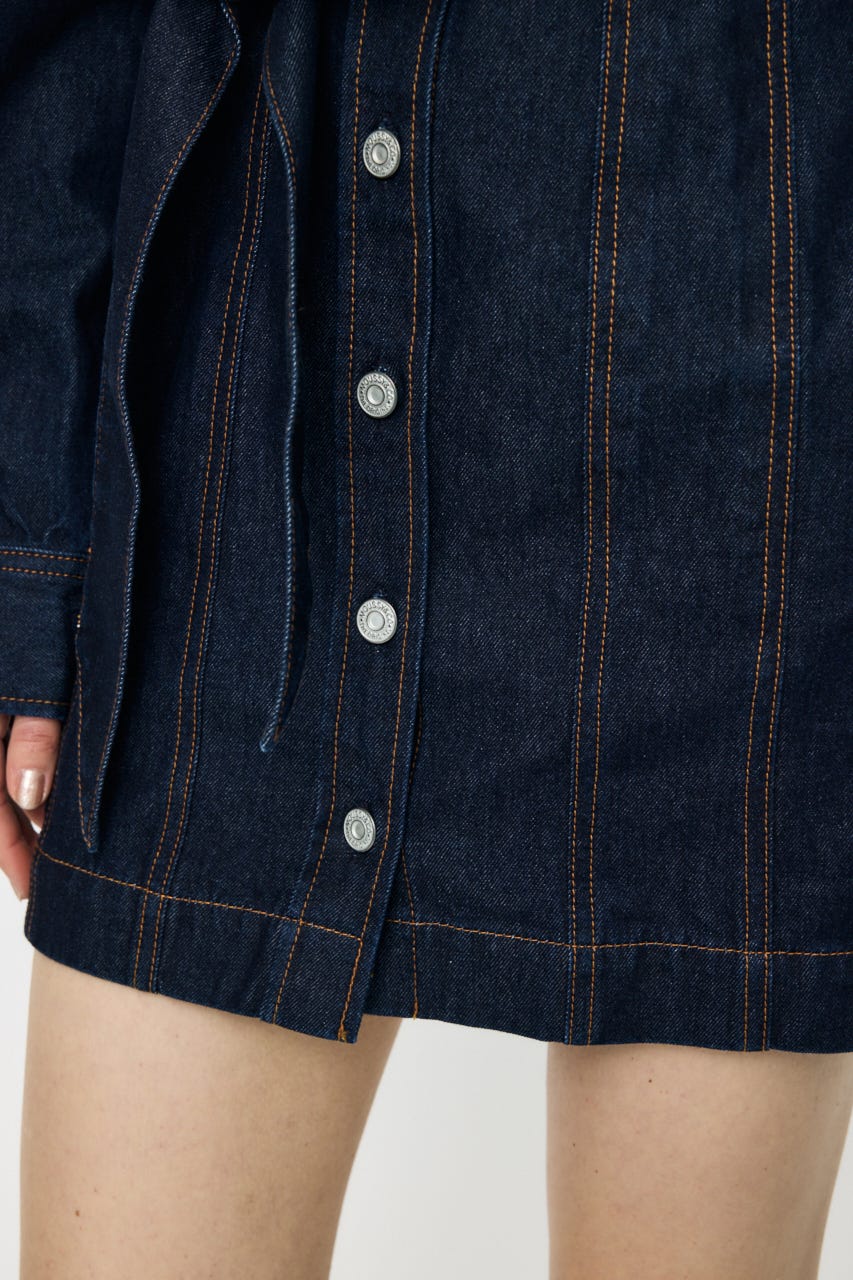 BELTED DENIM MINI ドレス One Wash 1