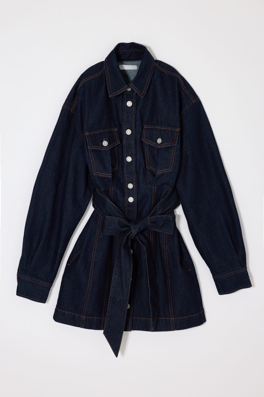 BELTED DENIM MINI ドレス One Wash 1