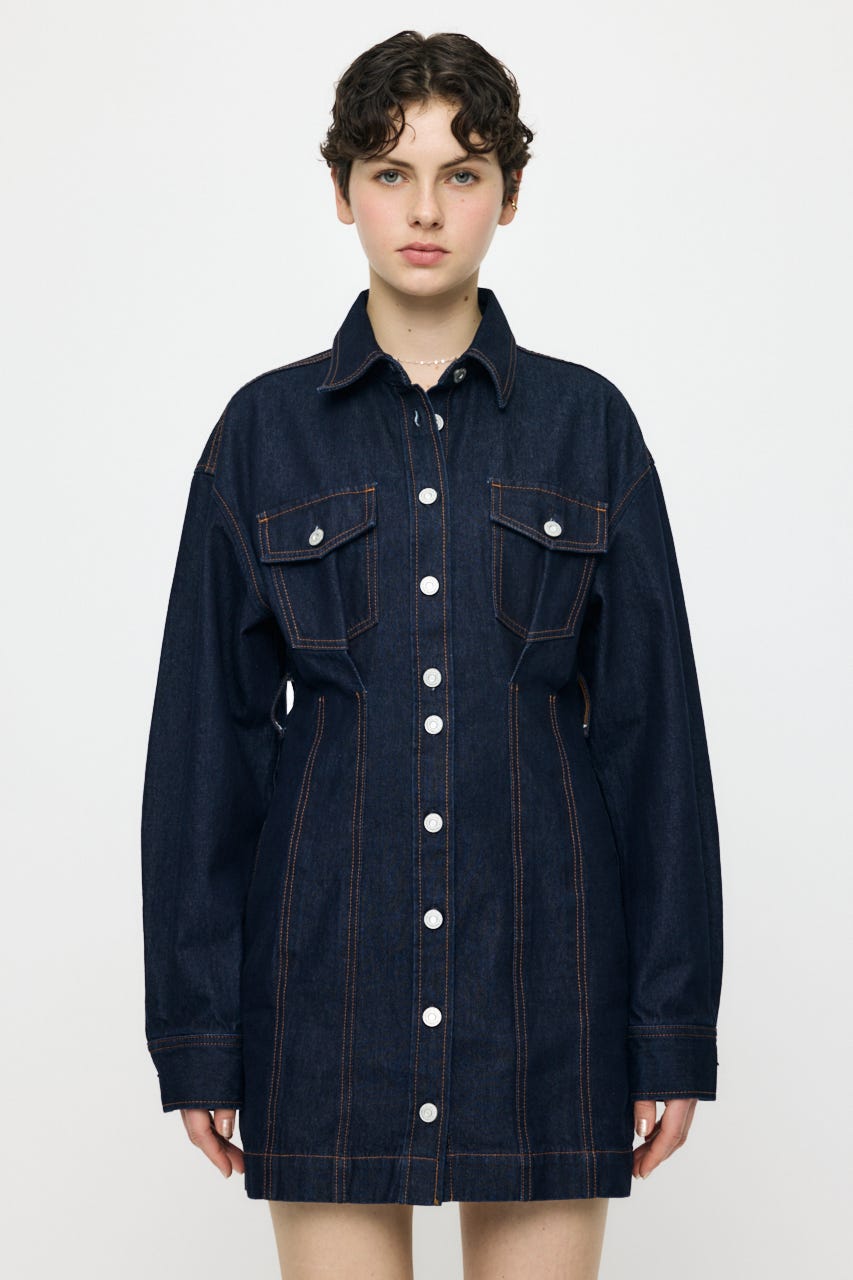 BELTED DENIM MINI ドレス One Wash 1
