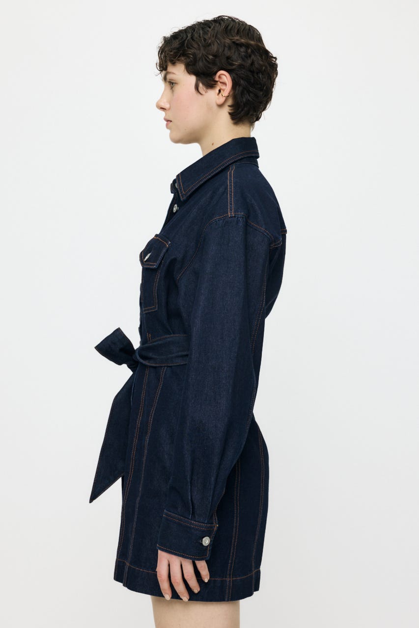 BELTED DENIM MINI ドレス One Wash 1