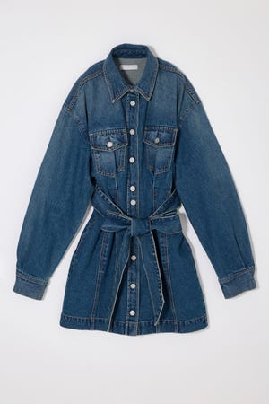 BELTED DENIM MINI ドレス