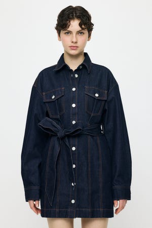 BELTED DENIM MINI ドレス